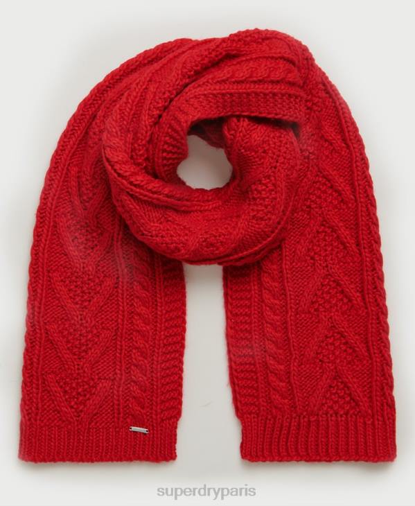 Superdry femmes écharpe à torsades lannah D64Z4323 accessoires rouge