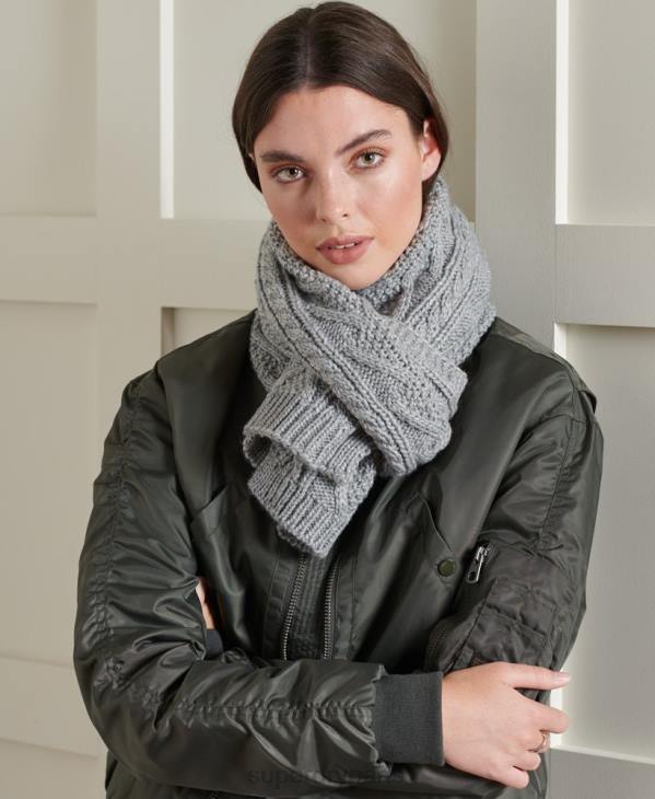 Superdry femmes écharpe à torsades lannah D64Z4327 accessoires gris