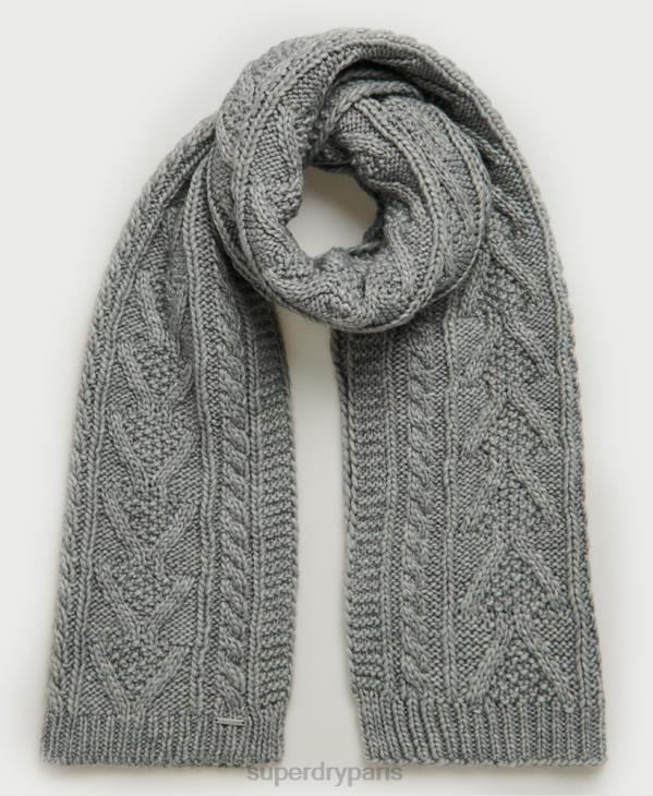 Superdry femmes écharpe à torsades lannah D64Z4327 accessoires gris