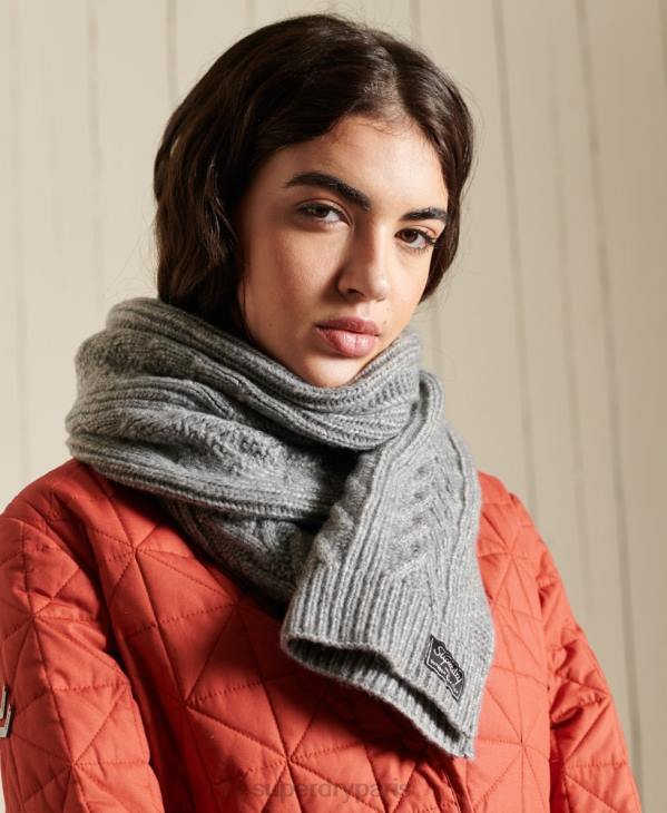 Superdry femmes foulard cable lux D64Z4306 accessoires gris clair