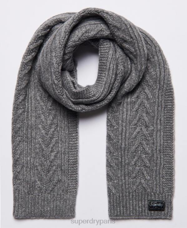 Superdry femmes foulard cable lux D64Z4306 accessoires gris clair