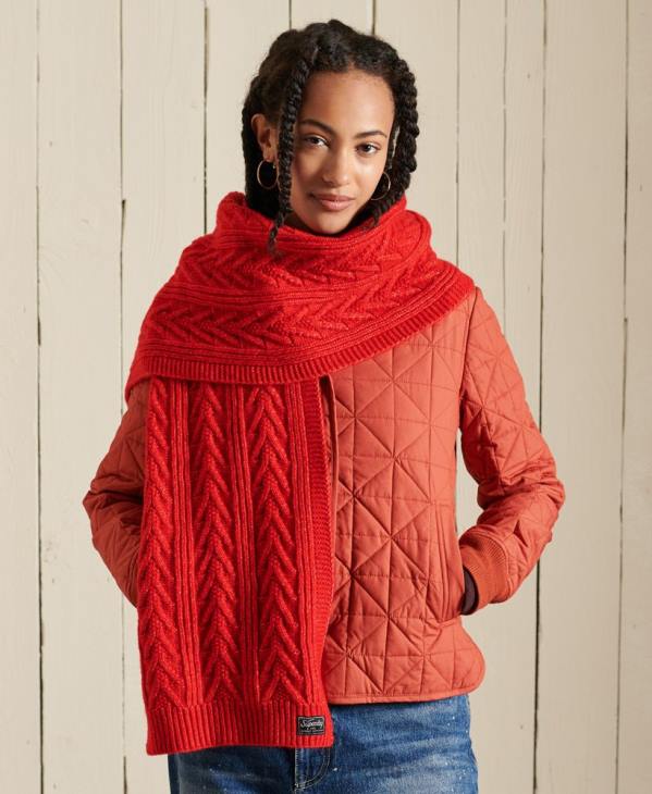 Superdry femmes foulard cable lux D64Z6618 accessoires rouge