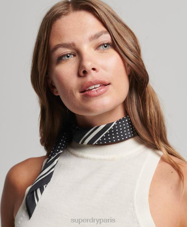 Superdry femmes foulard carré en soie imprimé D64Z4212 accessoires noir