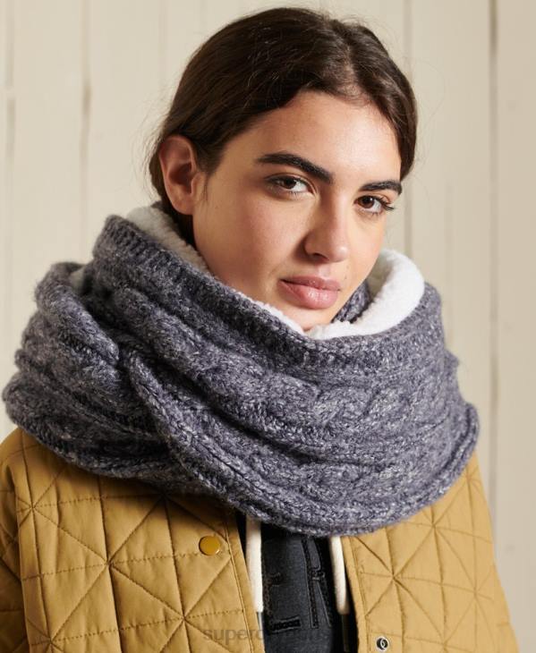 Superdry femmes tour de cou torsadé en tweed D64Z4302 accessoires marine