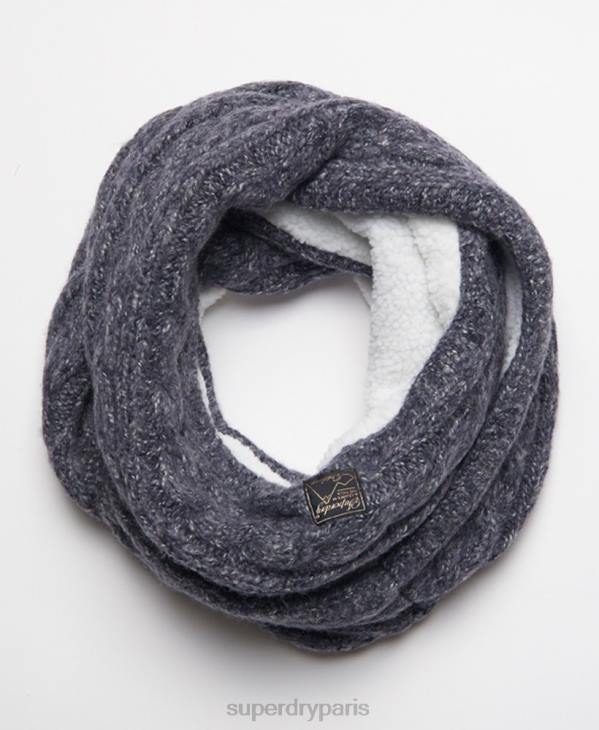 Superdry femmes tour de cou torsadé en tweed D64Z4302 accessoires marine