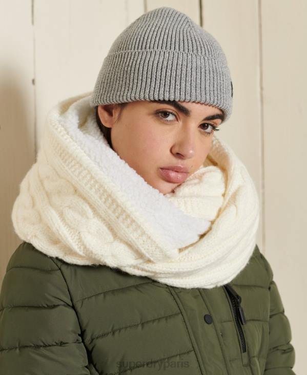 Superdry femmes tour de cou torsadé en tweed D64Z4305 accessoires blanc