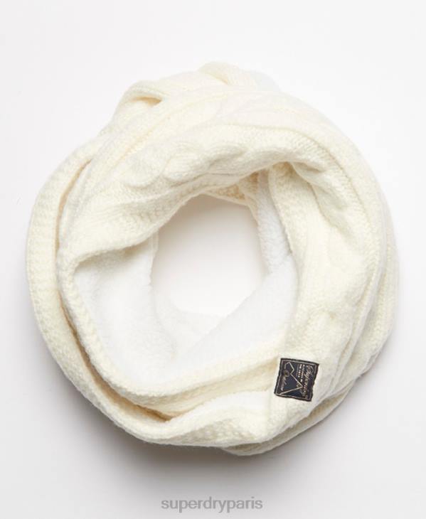 Superdry femmes tour de cou torsadé en tweed D64Z4305 accessoires blanc