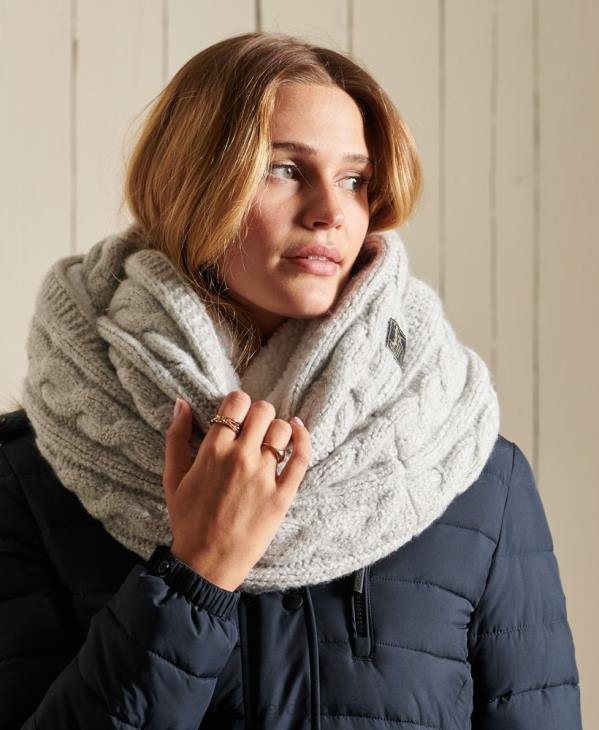 Superdry femmes tour de cou torsadé en tweed D64Z4307 accessoires gris clair