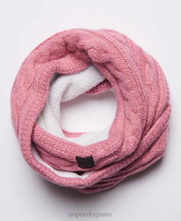 Superdry femmes tour de cou torsadé en tweed D64Z4308 accessoires rose