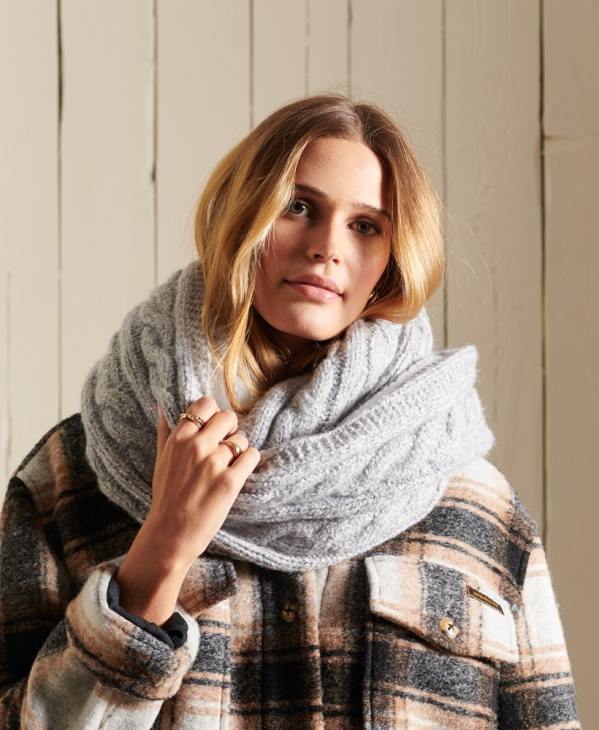 Superdry femmes tour de cou torsadé en tweed D64Z4309 accessoires gris