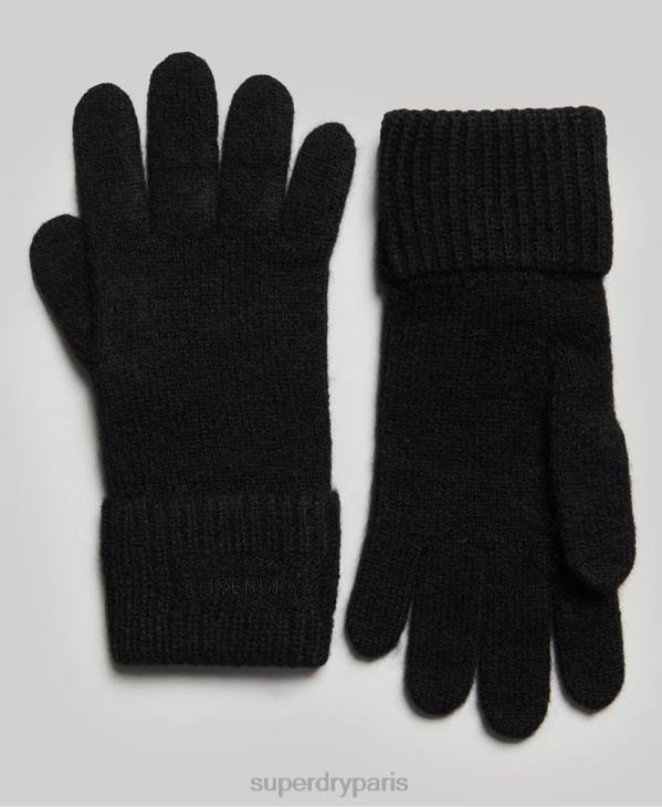 Superdry femmes gants côtelés essentiels D64Z4268 accessoires noir