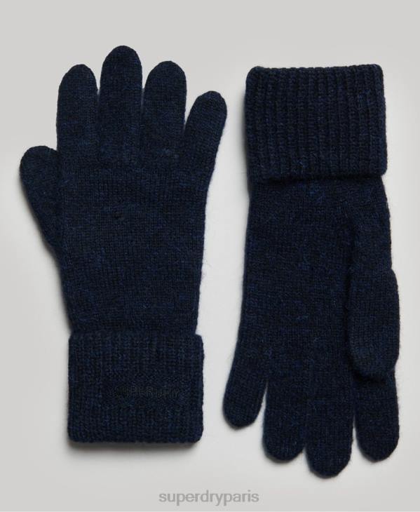 Superdry femmes gants côtelés essentiels D64Z4269 accessoires marine