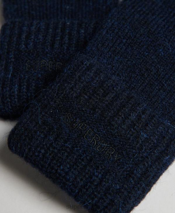 Superdry femmes gants côtelés essentiels D64Z4269 accessoires marine