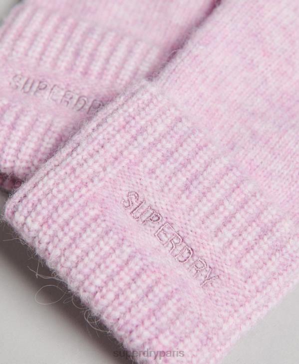 Superdry femmes gants côtelés essentiels D64Z4270 accessoires rose