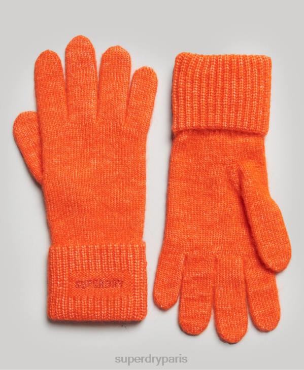 Superdry femmes gants côtelés essentiels D64Z4271 accessoires orange