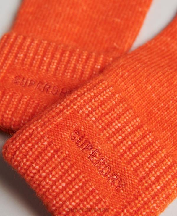 Superdry femmes gants côtelés essentiels D64Z4271 accessoires orange