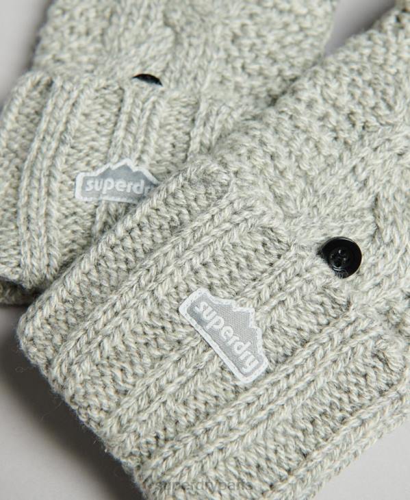 Superdry femmes gants en maille torsadée D64Z4262 accessoires gris clair