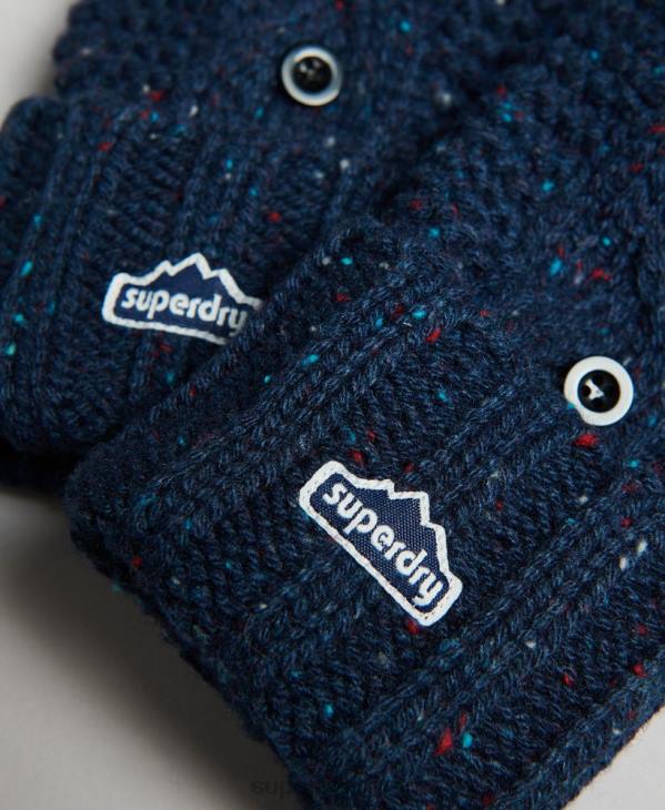 Superdry femmes gants en maille torsadée D64Z4263 accessoires marine