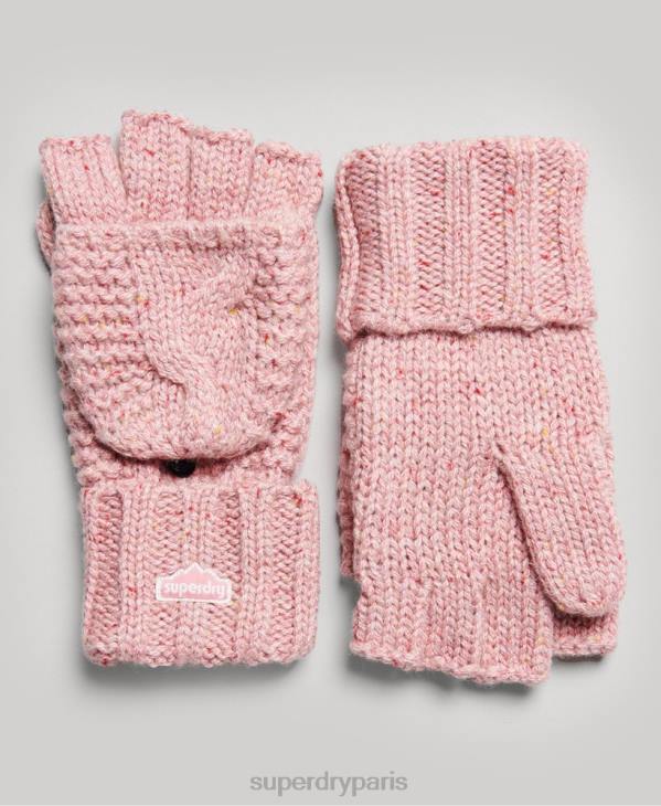 Superdry femmes gants en maille torsadée D64Z4264 accessoires rose