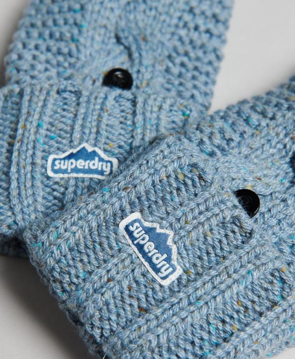 Superdry femmes gants en maille torsadée D64Z4265 accessoires bleu clair