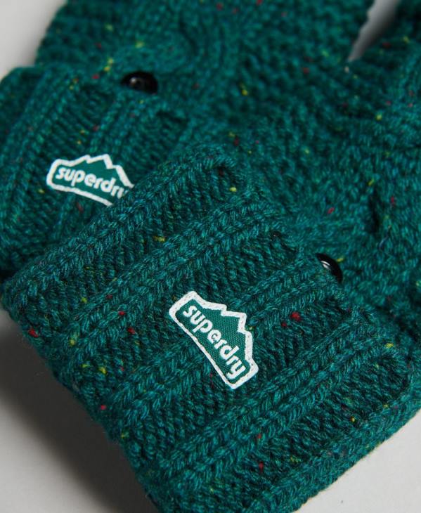 Superdry femmes gants en maille torsadée D64Z4266 accessoires vert