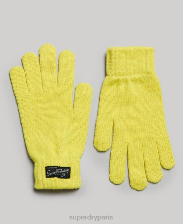 Superdry femmes gants à logo essentiel D64Z1698 accessoires jaune