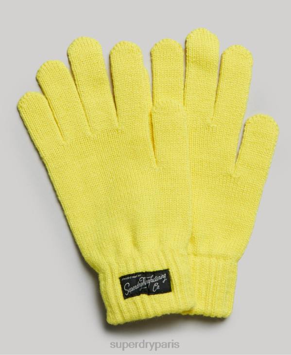 Superdry femmes gants à logo essentiel D64Z1698 accessoires jaune