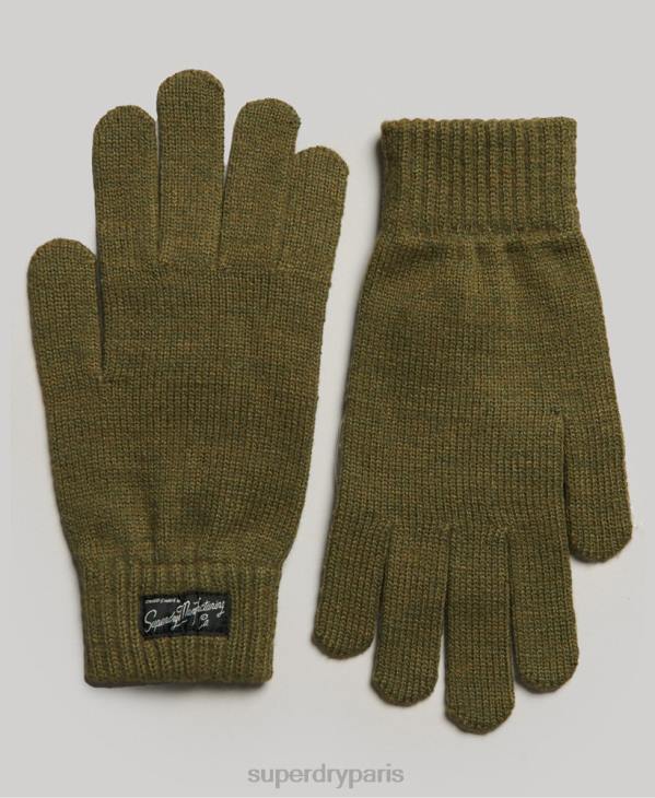 Superdry femmes gants à logo essentiel D64Z1699 accessoires kaki
