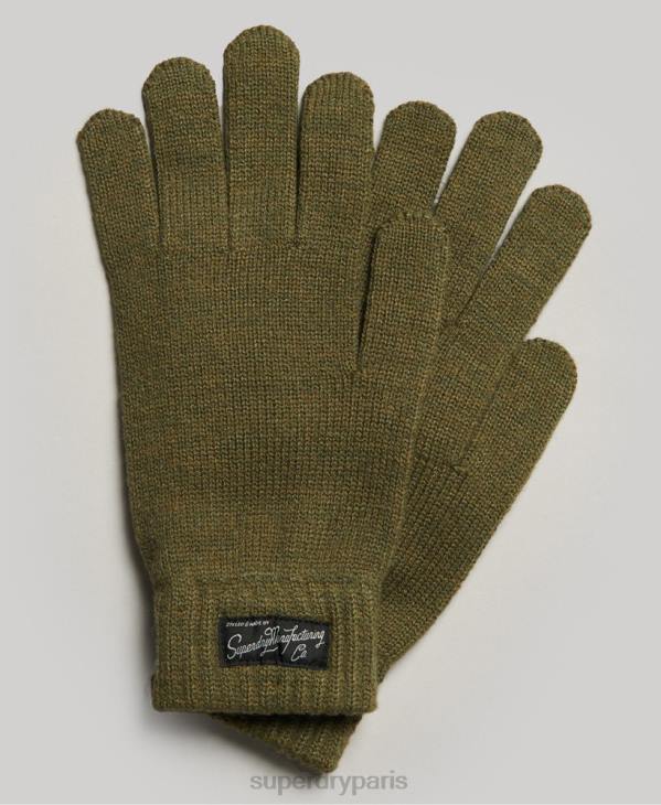 Superdry femmes gants à logo essentiel D64Z1699 accessoires kaki