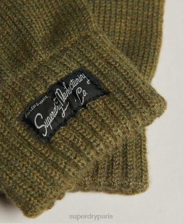 Superdry femmes gants à logo essentiel D64Z1699 accessoires kaki