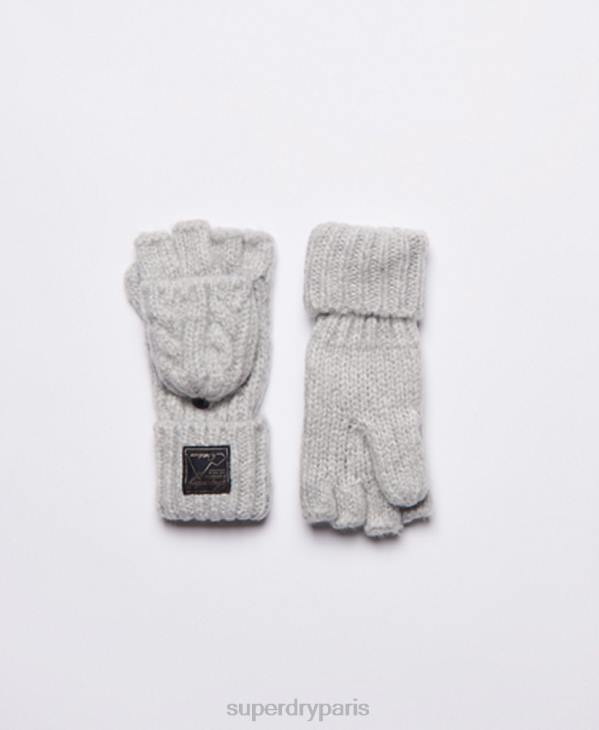 Superdry femmes gants torsadés en tweed D64Z4286 accessoires gris