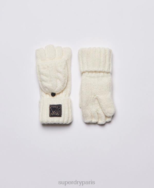 Superdry femmes gants torsadés en tweed D64Z4290 accessoires blanc