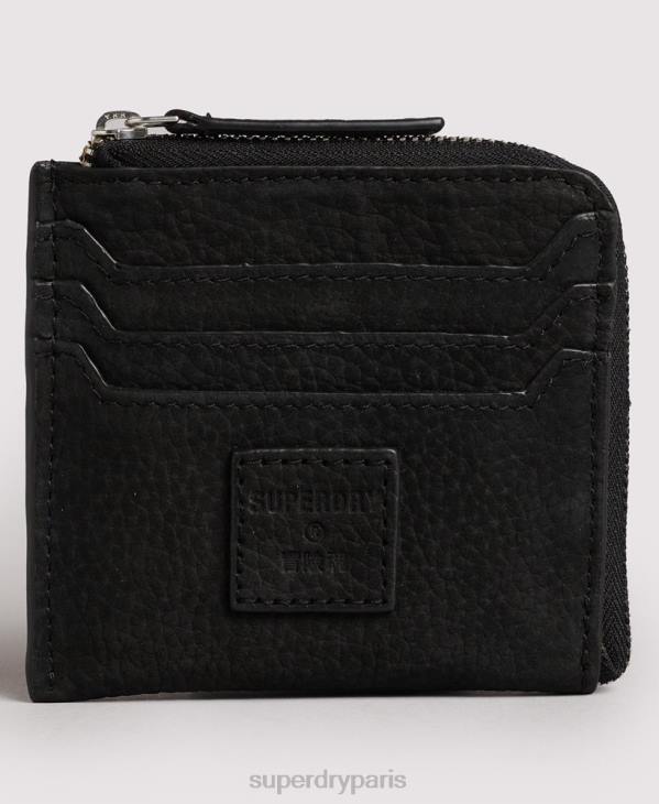 Superdry femmes porte-monnaie zippé en cuir D64Z4315 accessoires noir