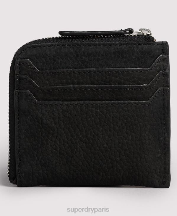 Superdry femmes porte-monnaie zippé en cuir D64Z4315 accessoires noir