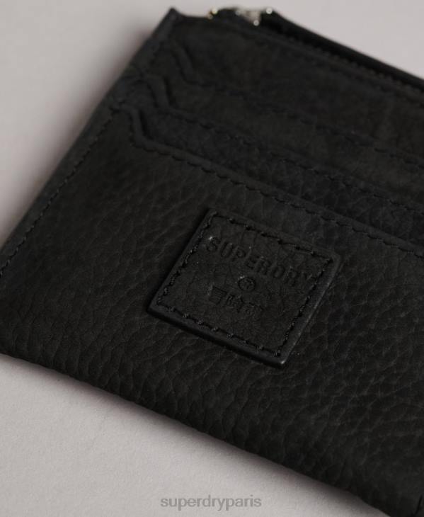 Superdry femmes porte-monnaie zippé en cuir D64Z4315 accessoires noir