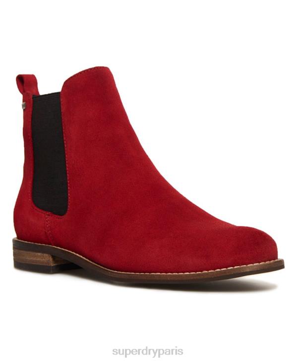 Superdry femmes bottines chelsea en daim millie-lou D64Z4431 chaussures rouge