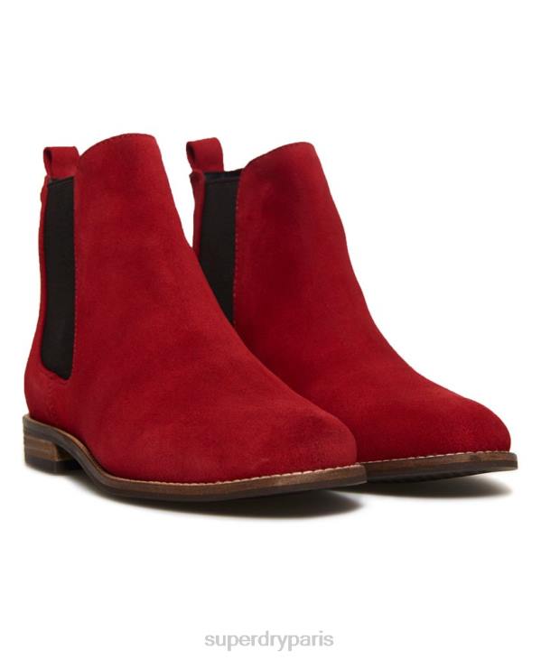 Superdry femmes bottines chelsea en daim millie-lou D64Z4431 chaussures rouge