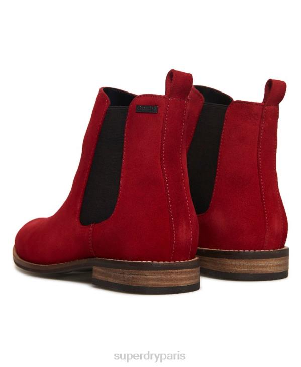 Superdry femmes bottines chelsea en daim millie-lou D64Z4431 chaussures rouge