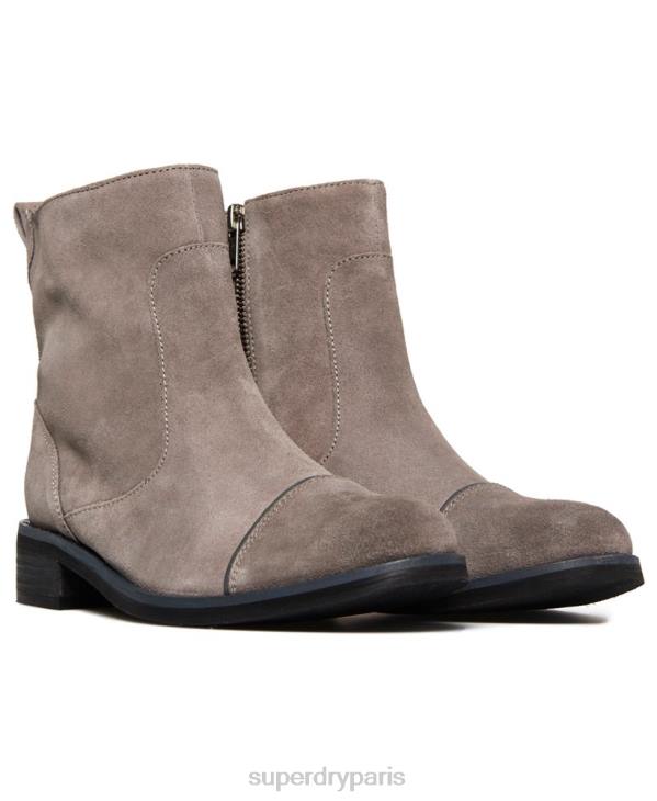 Superdry femmes madilynn bottines zippées élégantes D64Z4433 chaussures gris clair