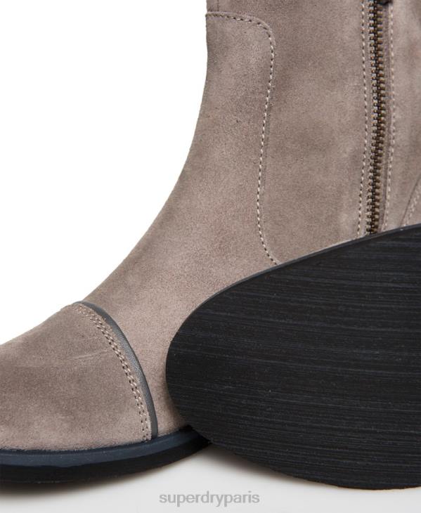 Superdry femmes madilynn bottines zippées élégantes D64Z4433 chaussures gris clair