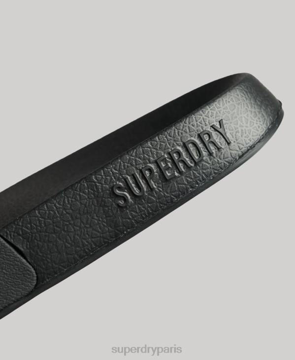 Superdry femmes claquettes de piscine à logo code D64Z4345 chaussures noir