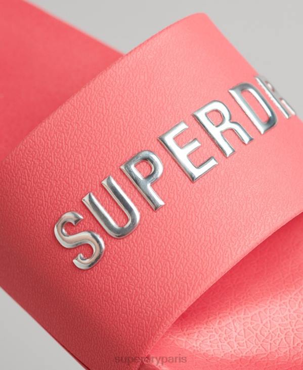 Superdry femmes claquettes de piscine à logo code D64Z4352 chaussures rose