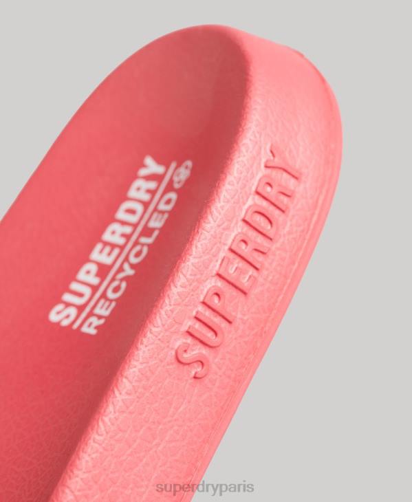 Superdry femmes claquettes de piscine à logo code D64Z4352 chaussures rose