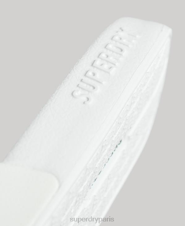 Superdry femmes claquettes de piscine à logo code D64Z4369 chaussures blanc