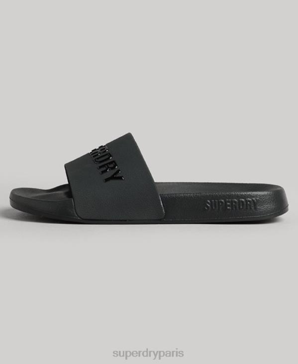 Superdry femmes claquettes de piscine à logo code D64Z4372 chaussures noir