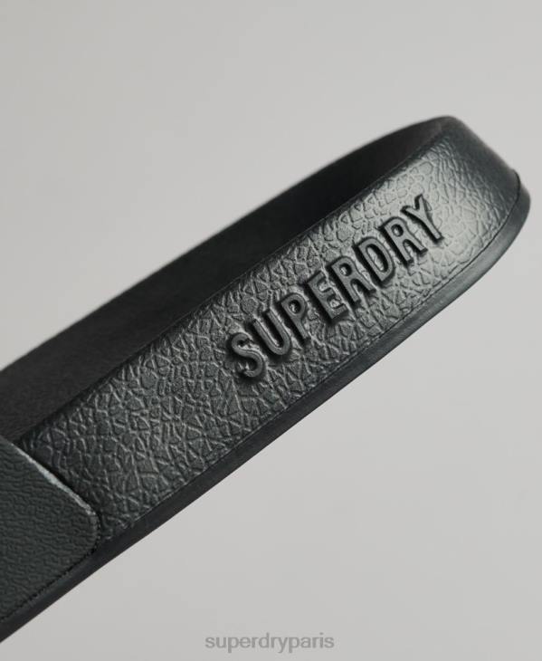 Superdry femmes claquettes de piscine à logo code D64Z4372 chaussures noir