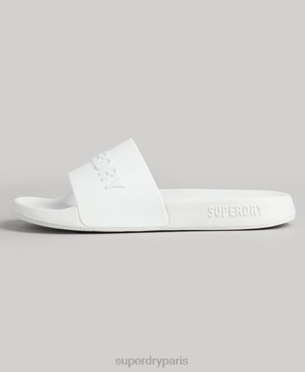 Superdry femmes claquettes de piscine à logo code D64Z4379 chaussures blanc