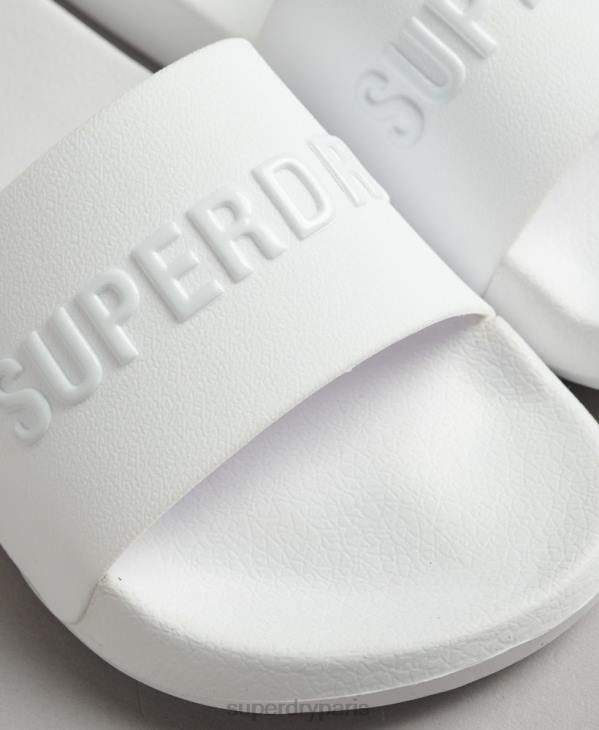 Superdry femmes claquettes de piscine à logo code D64Z4379 chaussures blanc