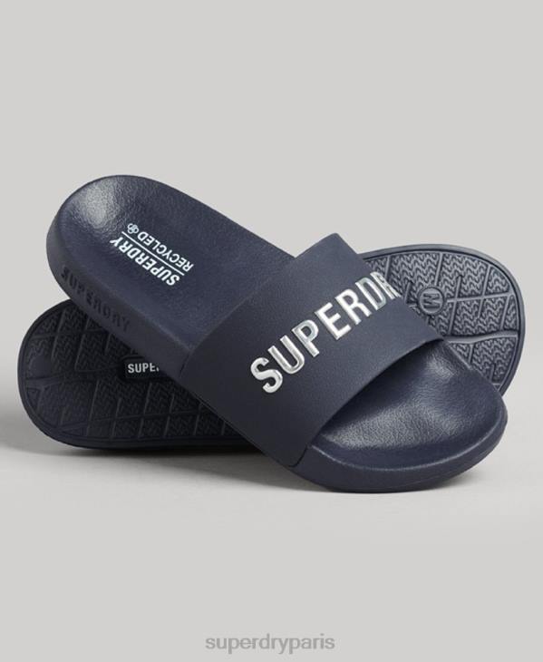 Superdry femmes claquettes de piscine à logo code D64Z4392 chaussures marine