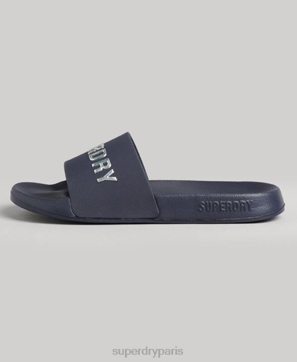 Superdry femmes claquettes de piscine à logo code D64Z4392 chaussures marine